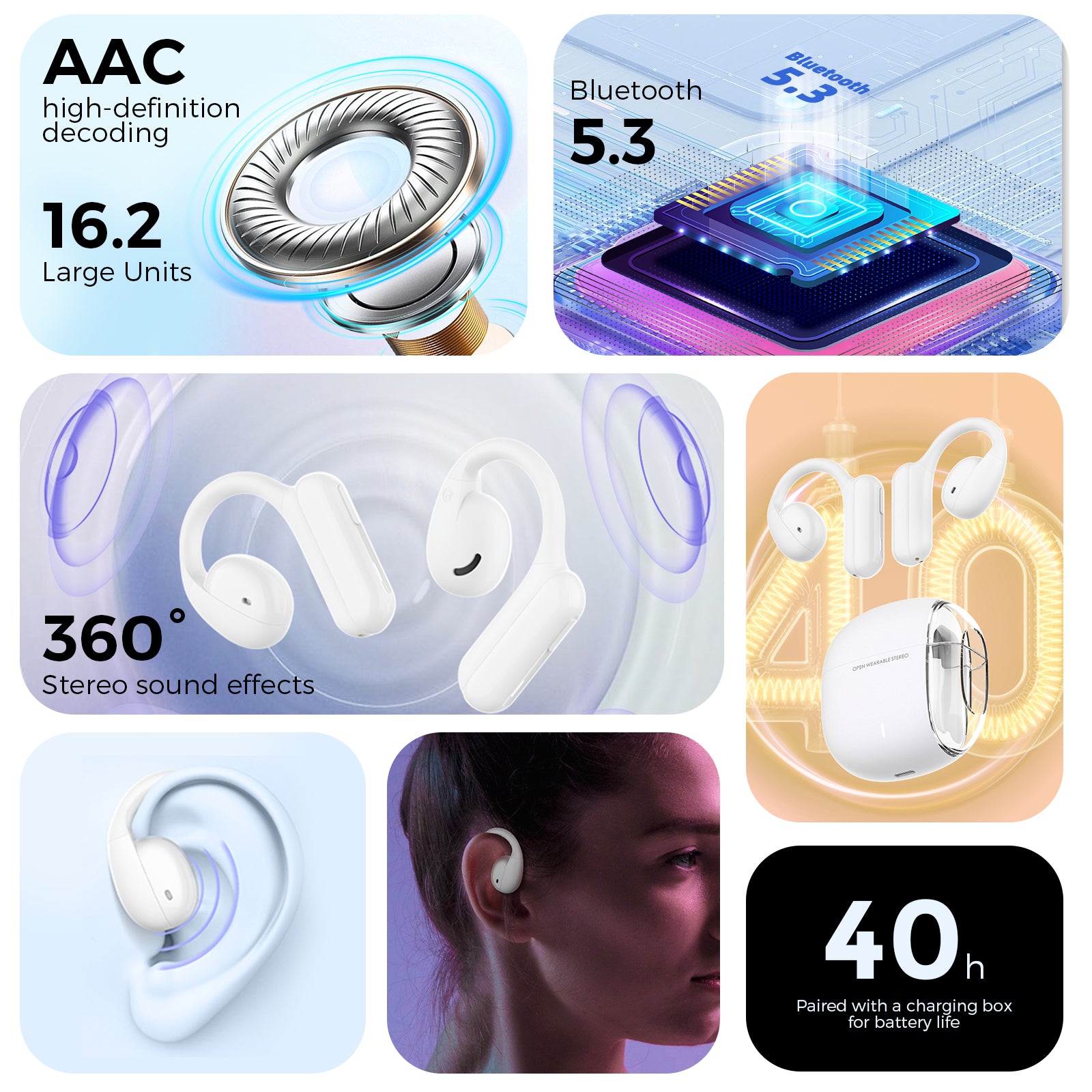 AHASTYLE WG134 Silicone Ear Loop Headphone Open Ear Wireless Bluetooth Earphones AHASTYLE WG134 Silicone Ear Loop Headphone Open Ear Wireless Bluetooth Earphones